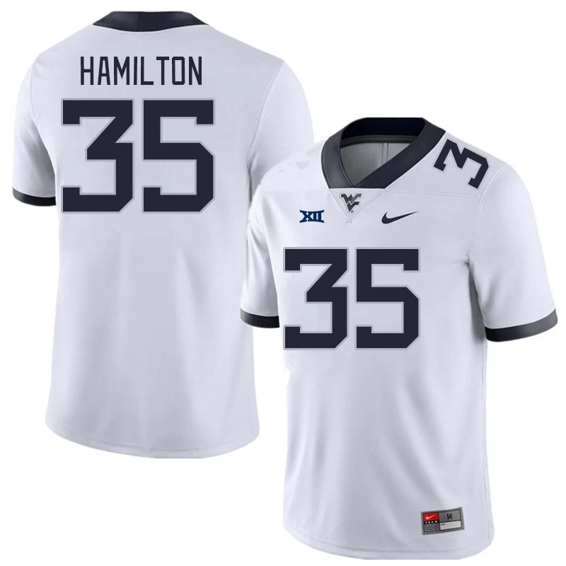 Men #35 Luke Hamilton West Virginia Mountaineers College Football Jerseys Stitched Sale-White